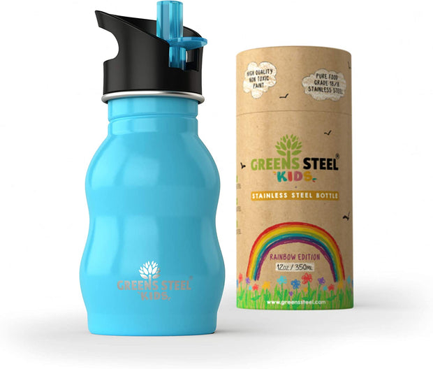Kids Water Bottle - 350ml | Stainless Steel | Upgraded Leak Proof Lid With Straw & Handle for Children | Easy Sip Toddler Cup | Eco Friendly Drinks Bottle | Great for a Lunch box or Gift
